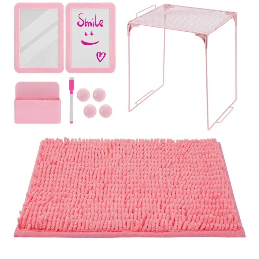 White & pink locker accessories